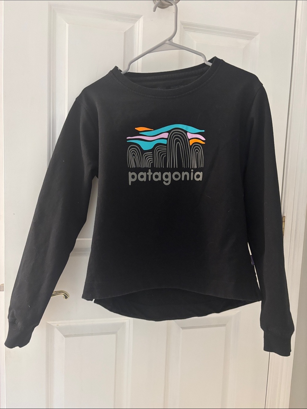 Patagonia Black Crewneck Sweatshirt with Multicolor Graphic